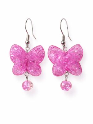 Pink Butterfly Earrings - Bubblegum Glow Drops - Artisan Jewelry
