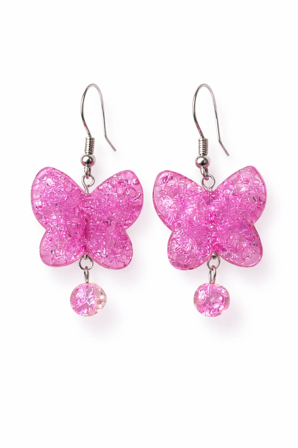 Pink Butterfly Earrings - Bubblegum Glow Drops - Artisan Jewelry