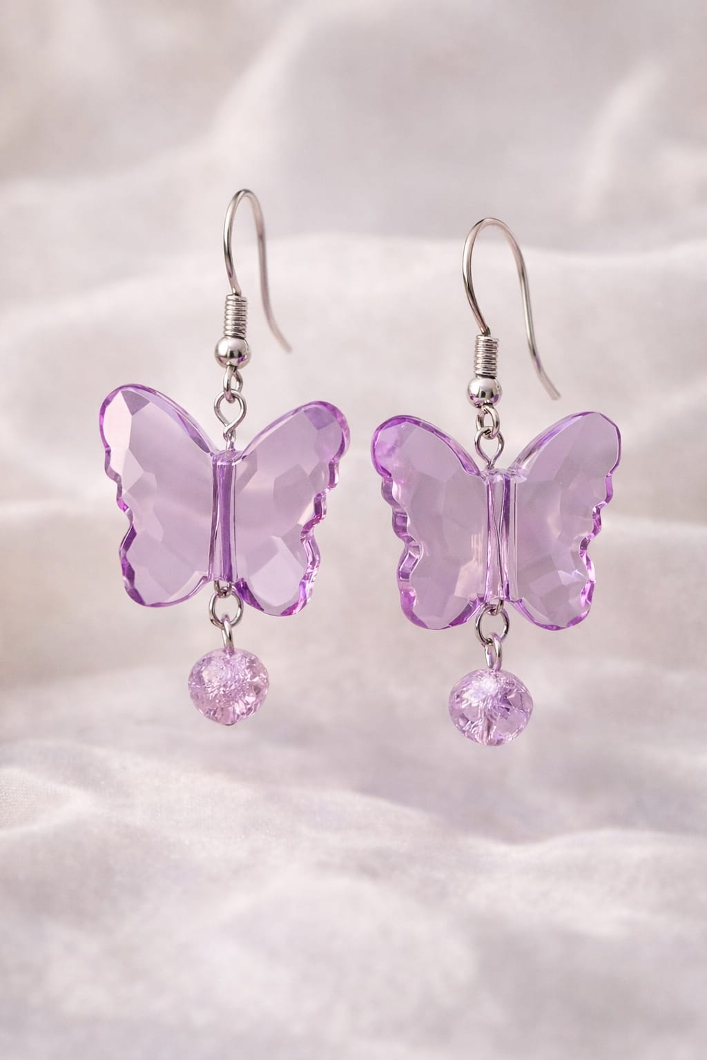 Lavender Butterfly Earrings - Moonlit Lavender Flutter