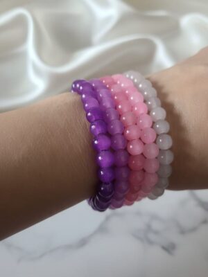 Pink beaded bracelet stack - Blush Harmony handmade bracelet set