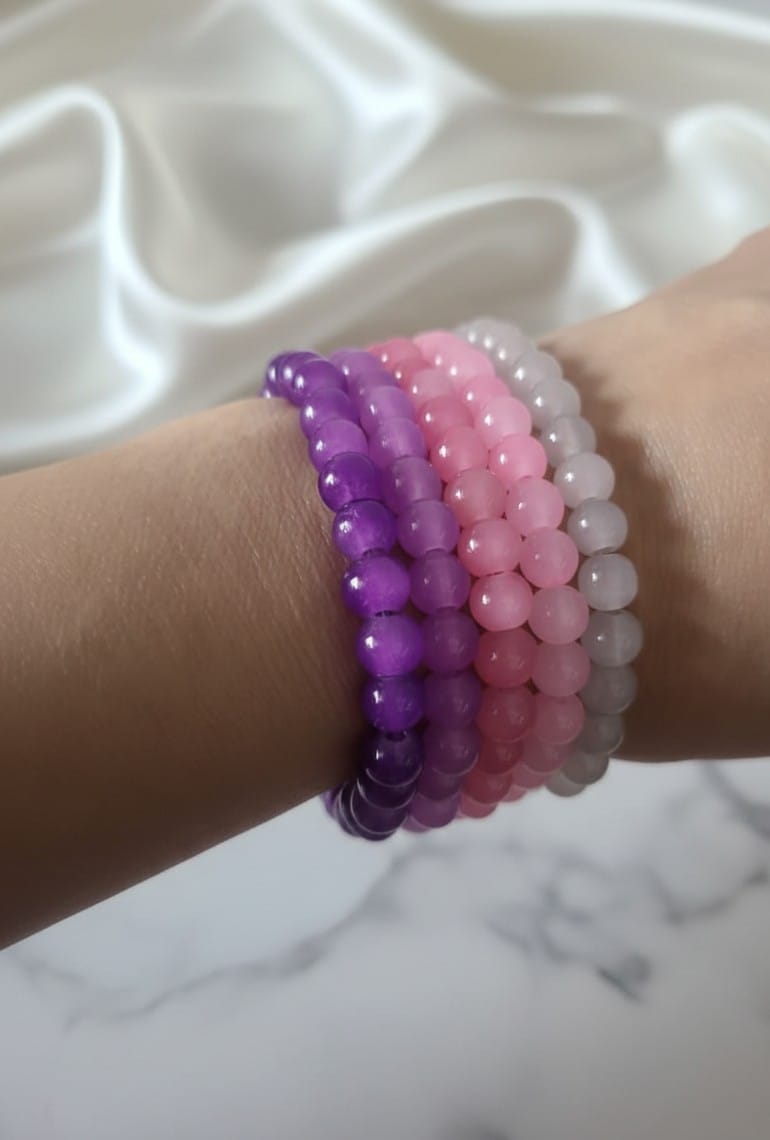 Pink beaded bracelet stack - Blush Harmony handmade bracelet set