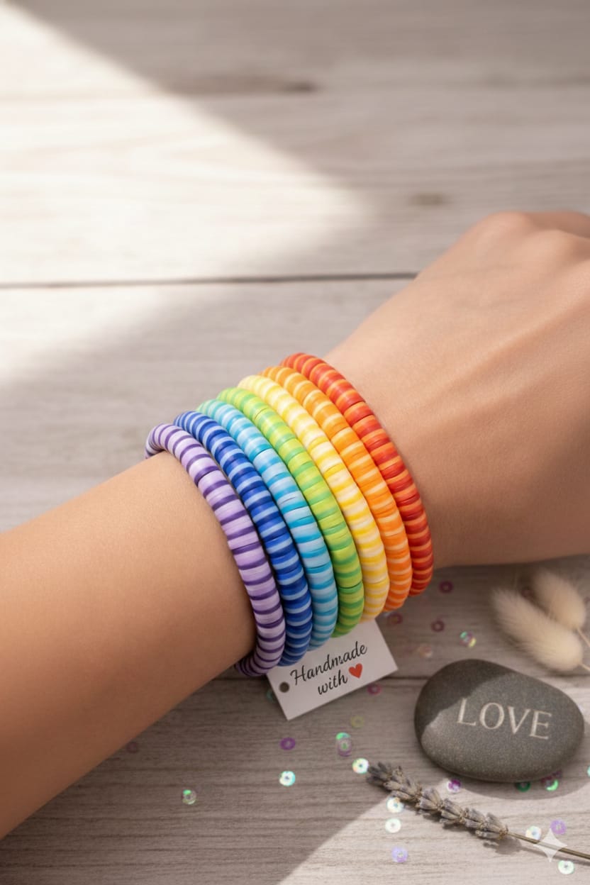 Rainbow Stack Bracelet - Colorful Beaded Bracelet Set