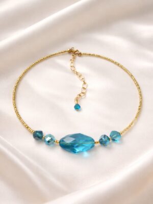 Aqua Blue Crystal Necklace - Ocean Inspired Handmade Jewelry