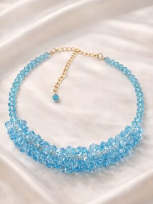Ice Blue Crystal Necklace - Ice Garden Statement Necklace