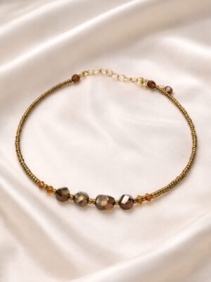 Brown Crystal Bead Necklace - Handcrafted Elegant Jewelry