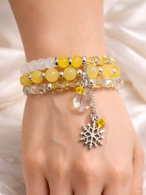 handmade yellow beaded bracelet with charm
