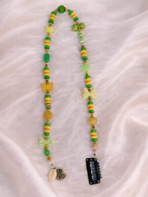 Boho hair extension lime green handmade