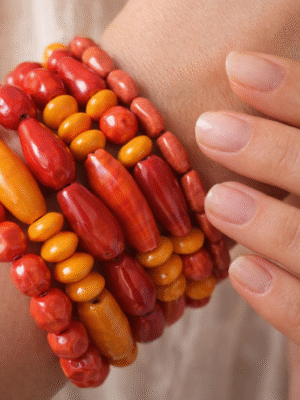 Orange stack bracelet boho beaded bracelet set