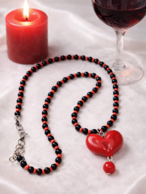 Red Heart Necklace - Pulse of Passion - Handmade Jewelry