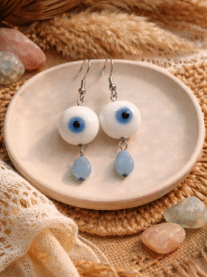 Evil Eye Drop Earrings - Boho Blue Glass Protection Earrings