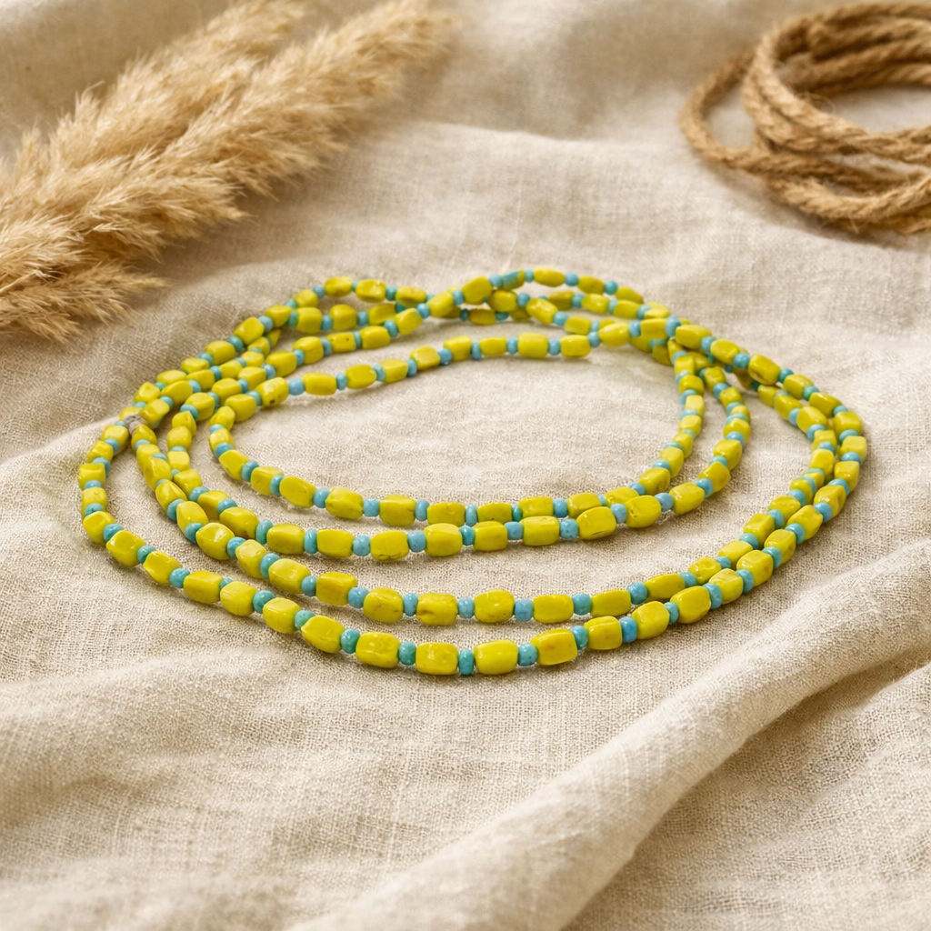 Yellow Beaded Necklace Sunlit Lagoon - Handmade Jewelry